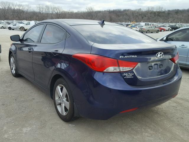 5NPDH4AE7DH297627 - 2013 HYUNDAI ELANTRA GL BLUE photo 3