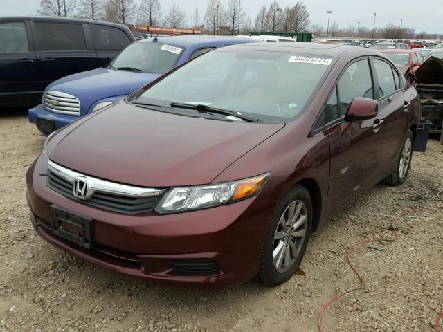 19XFB2F9XCE073538 - 2012 HONDA CIVIC EXL BURGUNDY photo 2