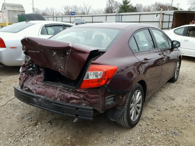 19XFB2F9XCE073538 - 2012 HONDA CIVIC EXL BURGUNDY photo 4