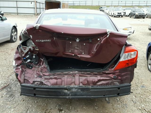 19XFB2F9XCE073538 - 2012 HONDA CIVIC EXL BURGUNDY photo 9