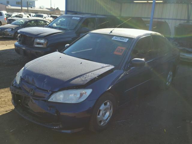 JHMES95655S010258 - 2005 HONDA CIVIC HYBR BLUE photo 2