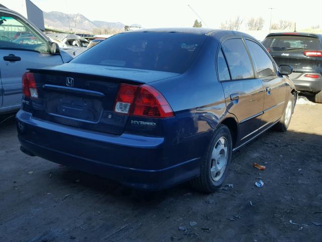 JHMES95655S010258 - 2005 HONDA CIVIC HYBR BLUE photo 4