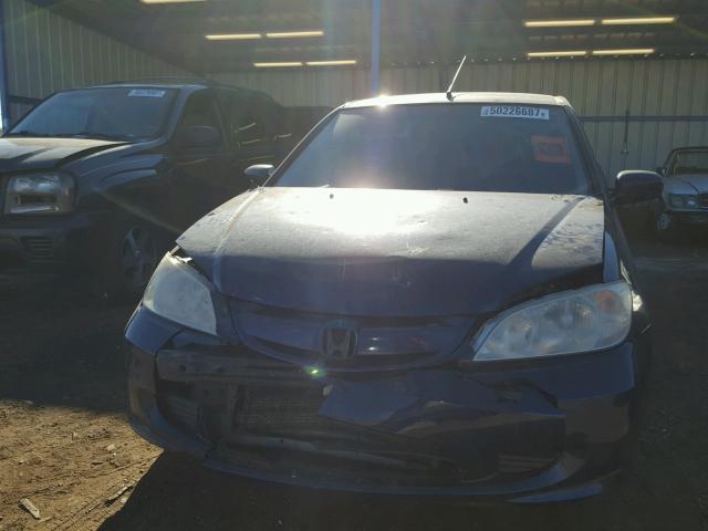 JHMES95655S010258 - 2005 HONDA CIVIC HYBR BLUE photo 9