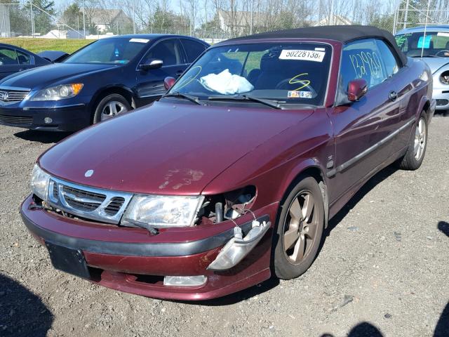 YS3DF78K037002186 - 2003 SAAB 9-3 SE MAROON photo 2