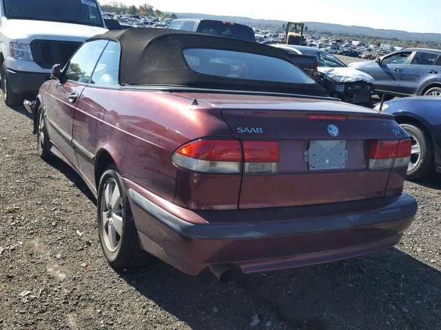 YS3DF78K037002186 - 2003 SAAB 9-3 SE MAROON photo 3