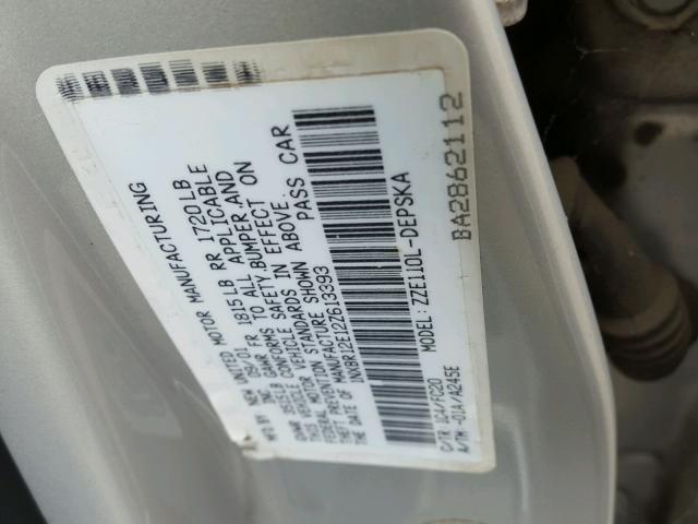 1NXBR12E12Z613393 - 2002 TOYOTA COROLLA CE SILVER photo 10