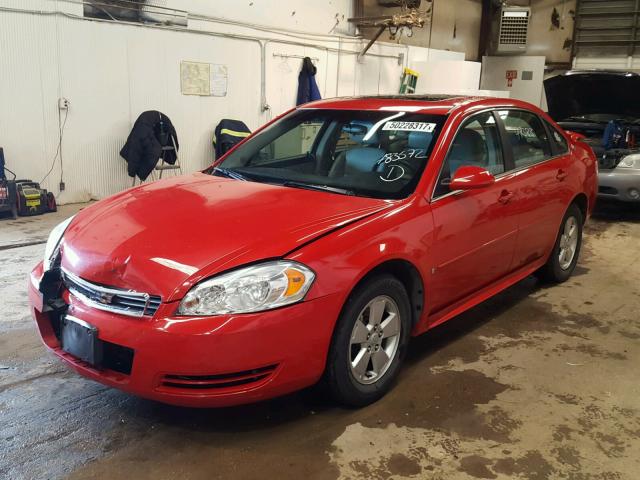 2G1WT57K391183572 - 2009 CHEVROLET IMPALA 1LT RED photo 2