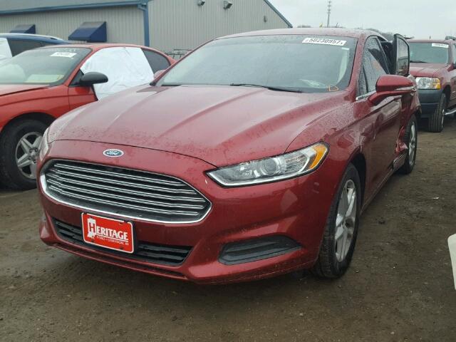 3FA6P0H7XER192242 - 2014 FORD FUSION SE RED photo 2