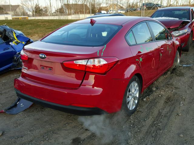 KNAFX4A62E5223681 - 2014 KIA FORTE LX RED photo 4