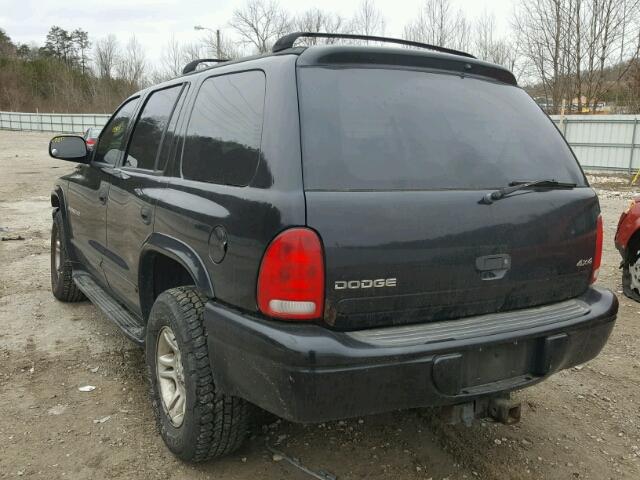 1B4HS28N71F594395 - 2001 DODGE DURANGO BLACK photo 3