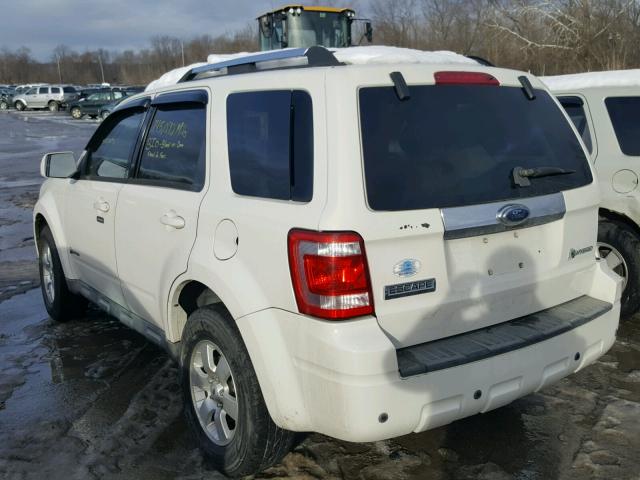 1FMCU49389KC35362 - 2009 FORD ESCAPE HYB WHITE photo 3