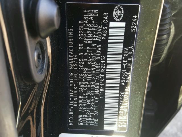 4T1BF1FK5EU823153 - 2014 TOYOTA CAMRY L BLACK photo 10