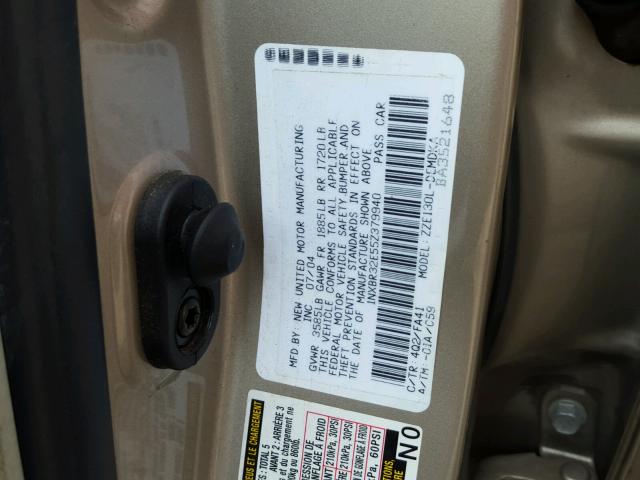 1NXBR32E55Z379940 - 2005 TOYOTA COROLLA CE TAN photo 10