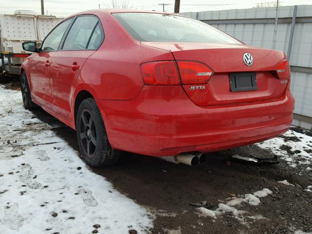 3VWDP7AJ3CM112173 - 2012 VOLKSWAGEN JETTA SE RED photo 3