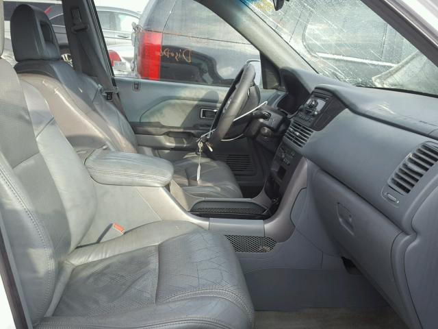 2HKYF18553H585186 - 2003 HONDA PILOT EXL WHITE photo 5