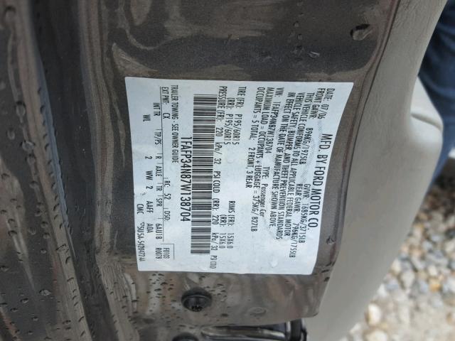 1FAFP34N87W138704 - 2007 FORD FOCUS ZX4 GRAY photo 10