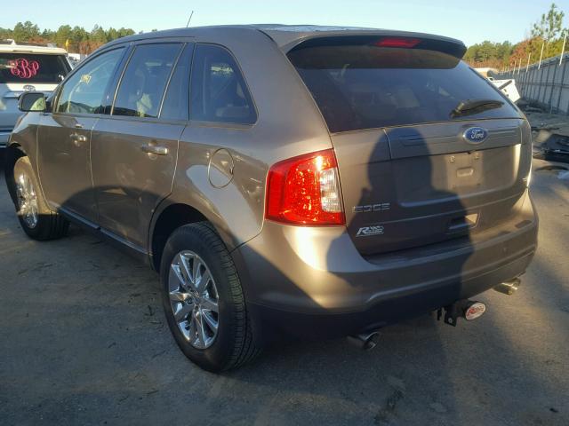 2FMDK3JC8EBB35069 - 2014 FORD EDGE SEL GRAY photo 3