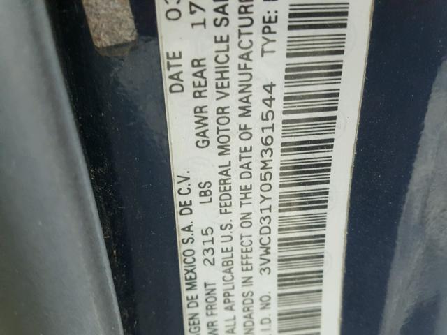 3VWCD31Y05M361544 - 2005 VOLKSWAGEN NEW BEETLE 蓝色 照片 10