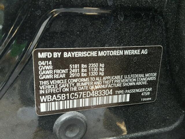 WBA5B1C57ED483304 - 2014 BMW 535 I BLACK photo 10