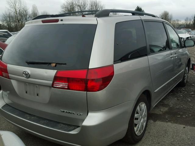 5TDZA23C74S019458 - 2003 TOYOTA SIENNA CE SILVER photo 4