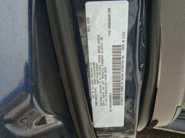 4S3BE625647209312 - 2004 SUBARU LEGACY L S BLUE photo 10