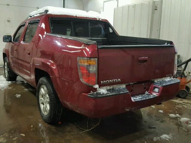 2HJYK16556H543950 - 2006 HONDA RIDGELINE RED photo 3