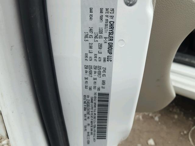 2C4RDGBG1ER472087 - 2014 DODGE GRAND CARA WHITE photo 10