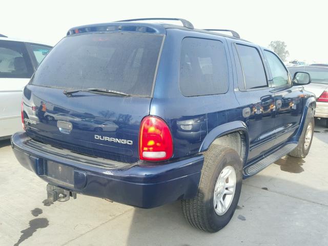 1B8HS58N42F170304 - 2002 DODGE DURANGO SL BLUE photo 4