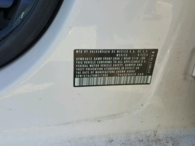 3VW1K7AJ7DM211324 - 2013 VOLKSWAGEN JETTA BASE WHITE photo 10