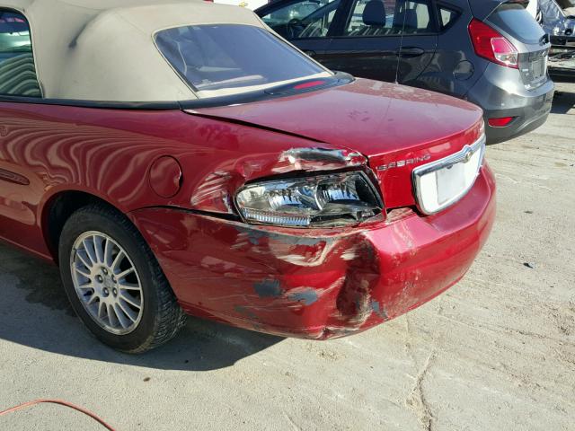 1C3EL55R86N183004 - 2006 CHRYSLER SEBRING TO MAROON photo 9