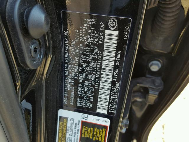 4T4BF1FK8FR447927 - 2015 TOYOTA CAMRY LE BLACK photo 10