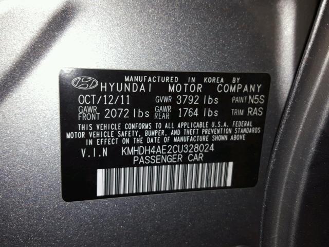 KMHDH4AE2CU328024 - 2012 HYUNDAI ELANTRA GL BROWN photo 10