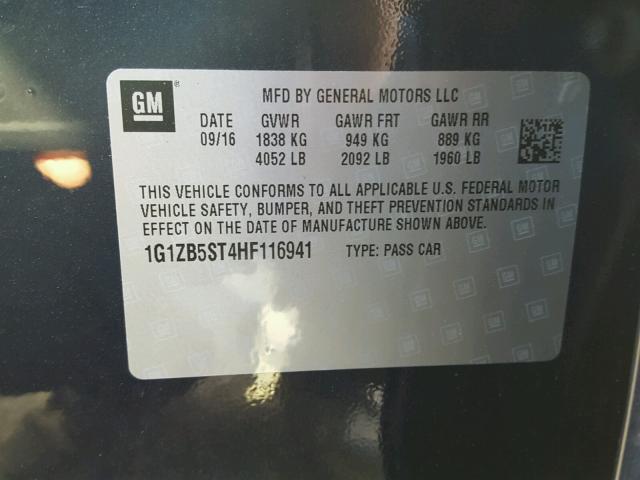 1G1ZB5ST4HF116941 - 2017 CHEVROLET MALIBU LS BLUE photo 10