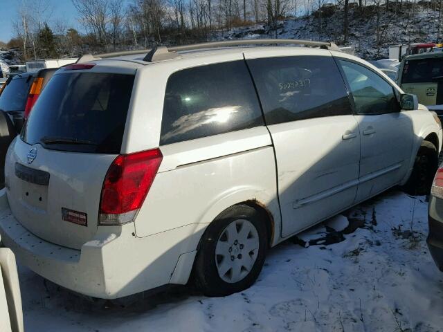 5N1BV28U95N107910 - 2005 NISSAN QUEST S WHITE photo 4