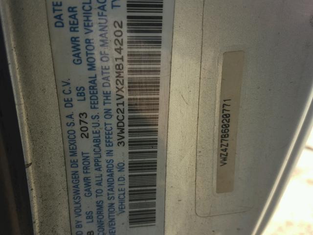 3VWDC21VX2M814202 - 2002 VOLKSWAGEN CABRIO GLX 蓝色 照片 10