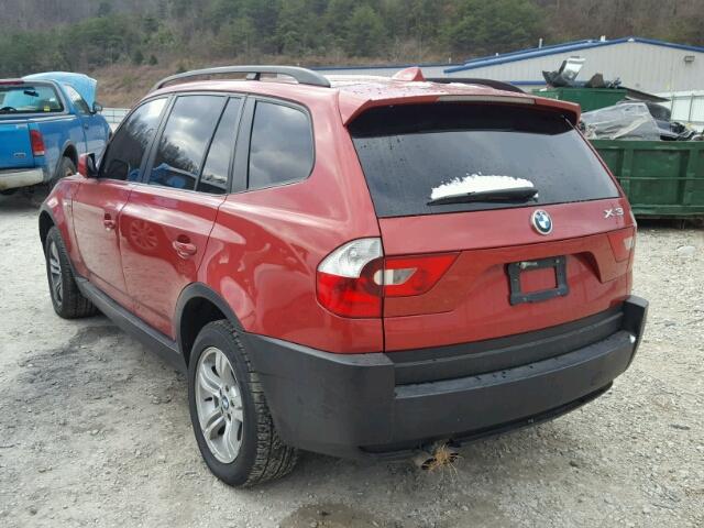 WBXPA93405WD21027 - 2005 BMW X3 3.0I RED photo 3