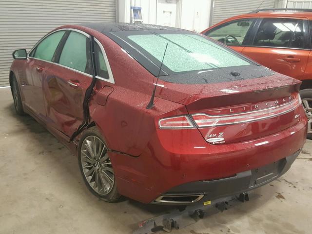 3LN6L2G98DR822046 - 2013 LINCOLN MKZ MAROON photo 3