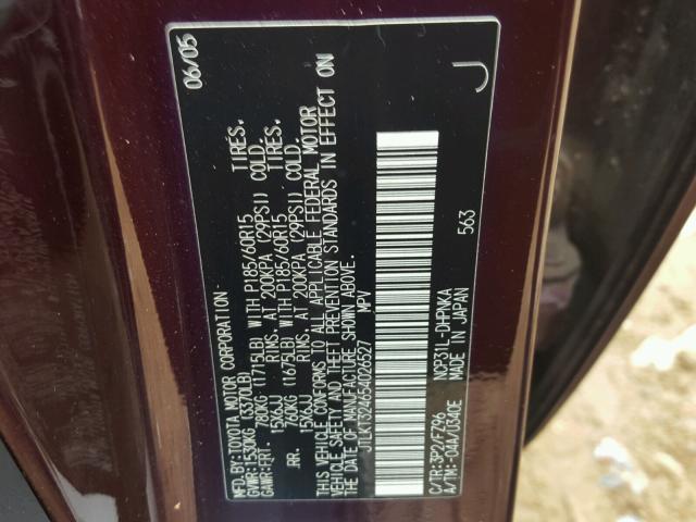 JTLKT324654026527 - 2005 TOYOTA SCION XB 栗色 照片 10