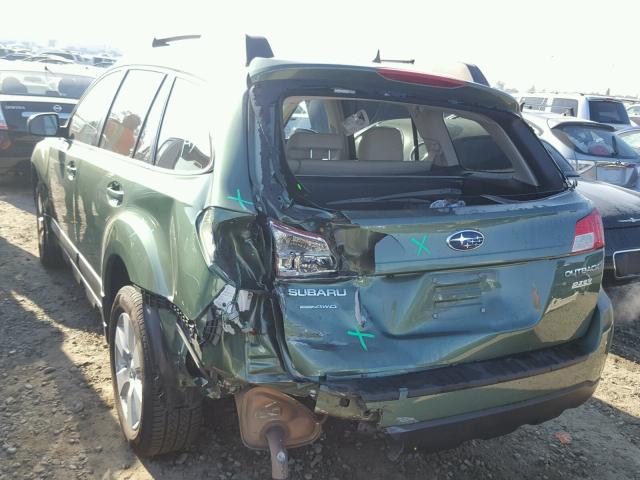 4S4BRBKC9C3263815 - 2012 SUBARU OUTBACK 2. GREEN photo 3