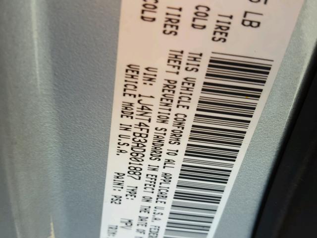 1J4NT4FB3AD601887 - 2010 JEEP COMPASS SP SILVER photo 10