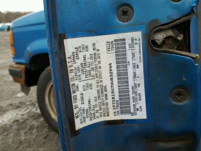 1FTCR10U7NUB32944 - 1992 FORD RANGER BLUE photo 10