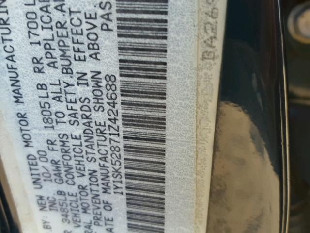 1Y1SK52871Z424688 - 2001 CHEVROLET GEO PRIZM 蓝色 照片 10