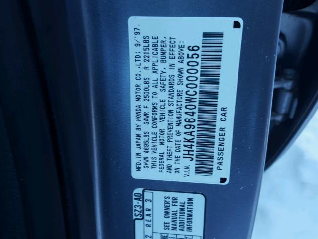 JH4KA9640WC000056 - 1998 ACURA 3.5RL GRAY photo 10