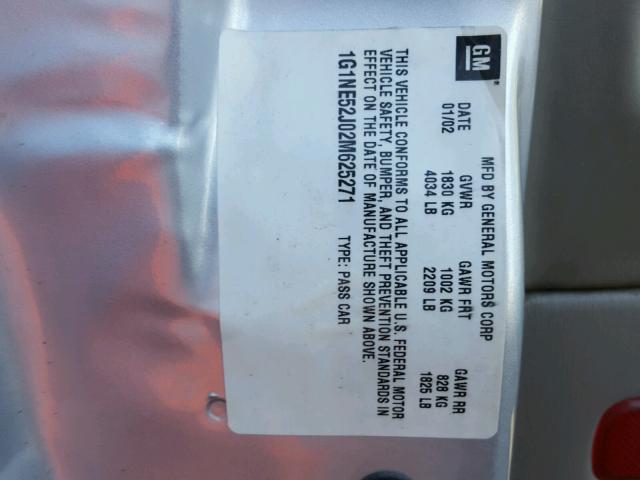 1G1NE52J02M625271 - 2002 CHEVROLET MALIBU LS 银色 照片 10