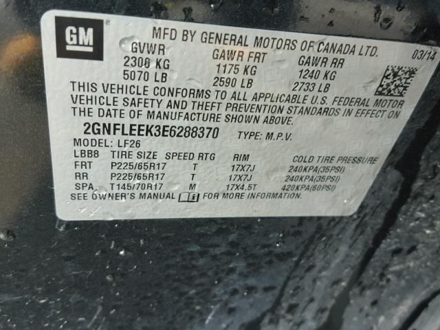 2GNFLEEK3E6288370 - 2014 CHEVROLET EQUINOX LS GRAY photo 10