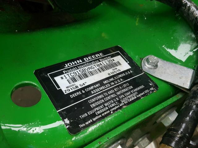 1TC915BVAGT041139 - 2016 JOHN DEERE MOWER GREEN photo 10