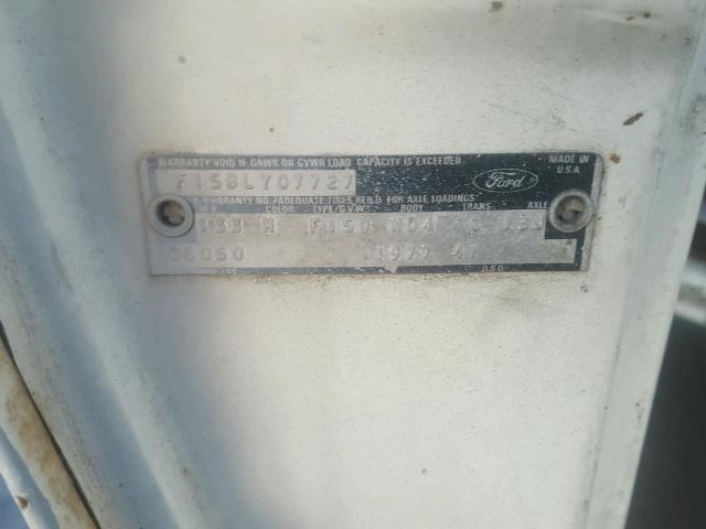 F15BLY07727 - 1977 FORD F-150 WHITE photo 10