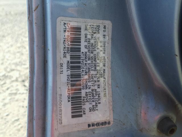 4T1SV21E4LU150699 - 1990 TOYOTA CAMRY DLX BLUE photo 10