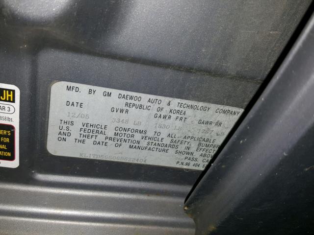 KL1TD56606B622404 - 2006 CHEVROLET AVEO BASE Boz foto 10