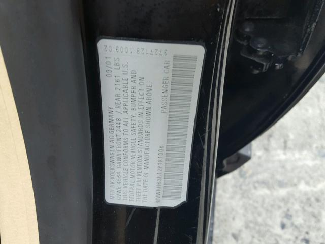 WVWRH63B12P181006 - 2002 VOLKSWAGEN PASSAT GLX 黑色 照片 10